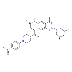 ChemSpider 2D Image | N-[2-(3,5-Dimethyl-1-piperidinyl)-4-methyl-6-quinolinyl]-4-[4-(4-nitrophenyl)-1-piperazinyl]-4-oxobutanamide | C31H38N6O4