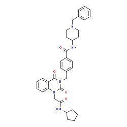 ChemSpider 2D Image | N-(1-Benzyl-4-piperidinyl)-4-({1-[2-(cyclopentylamino)-2-oxoethyl]-2,4-dioxo-1,4-dihydro-3(2H)-quinazolinyl}methyl)benzamide | C35H39N5O4