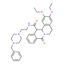 ChemSpider 2D Image | N-[2-(4-Benzyl-1-piperazinyl)ethyl]-2,3-diethoxy-8-oxo-5,8,13,13a-tetrahydro-6H-isoquinolino[3,2-a]isoquinoline-13-carboxamide | C35H42N4O4