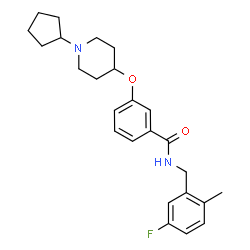 ChemSpider 2D Image | 3-[(1-Cyclopentyl-4-piperidinyl)oxy]-N-(5-fluoro-2-methylbenzyl)benzamide | C25H31FN2O2