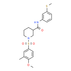 ChemSpider 2D Image | 1-[(4-Methoxy-3-methylphenyl)sulfonyl]-N-[3-(methylsulfanyl)phenyl]-3-piperidinecarboxamide | C21H26N2O4S2