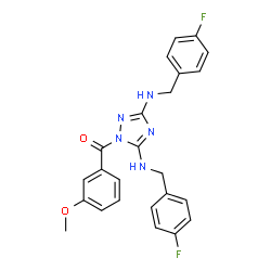 ChemSpider 2D Image | {3,5-Bis[(4-fluorobenzyl)amino]-1H-1,2,4-triazol-1-yl}(3-methoxyphenyl)methanone | C24H21F2N5O2