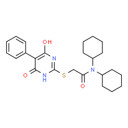 ChemSpider 2D Image | N,N-dicyclohexyl-2-[(4-hydroxy-6-oxo-5-phenyl-3H-pyrimidin-2-yl)sulfanyl]acetamide | C24H31N3O3S