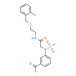 ChemSpider 2D Image | N~2~-(3-Acetylphenyl)-N-{2-[(2-methylbenzyl)sulfanyl]ethyl}-N~2~-(methylsulfonyl)glycinamide | C21H26N2O4S2