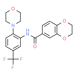 ChemSpider 2D Image | N-[2-(4-Morpholinyl)-5-(trifluoromethyl)phenyl]-2,3-dihydro-1,4-benzodioxine-6-carboxamide | C20H19F3N2O4