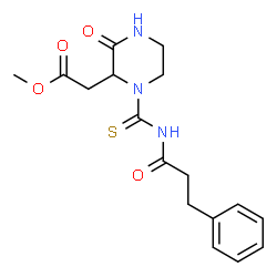 ChemSpider 2D Image | Methyl {3-oxo-1-[(3-phenylpropanoyl)carbamothioyl]-2-piperazinyl}acetate | C17H21N3O4S