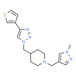 ChemSpider 2D Image | 1-[(1-Methyl-1H-pyrazol-4-yl)methyl]-4-{[4-(3-thienyl)-1H-1,2,3-triazol-1-yl]methyl}piperidine | C17H22N6S