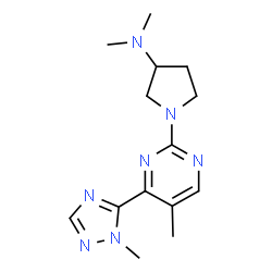 ChemSpider 2D Image | N,N-Dimethyl-1-[5-methyl-4-(1-methyl-1H-1,2,4-triazol-5-yl)-2-pyrimidinyl]-3-pyrrolidinamine | C14H21N7