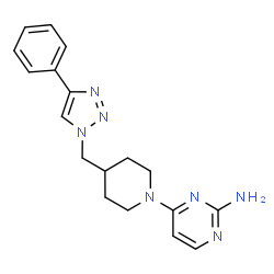 ChemSpider 2D Image | 4-{4-[(4-Phenyl-1H-1,2,3-triazol-1-yl)methyl]-1-piperidinyl}-2-pyrimidinamine | C18H21N7