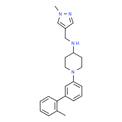 ChemSpider 2D Image | 1-(2'-Methyl-3-biphenylyl)-N-[(1-methyl-1H-pyrazol-4-yl)methyl]-4-piperidinamine | C23H28N4