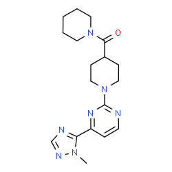 ChemSpider 2D Image | {1-[4-(1-Methyl-1H-1,2,4-triazol-5-yl)-2-pyrimidinyl]-4-piperidinyl}(1-piperidinyl)methanone | C18H25N7O