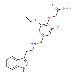 ChemSpider 2D Image | 2-[2-Chloro-6-ethoxy-4-({[2-(1H-indol-3-yl)ethyl]amino}methyl)phenoxy]acetamide | C21H24ClN3O3