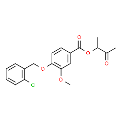 ChemSpider 2D Image | 3-Oxo-2-butanyl 4-[(2-chlorobenzyl)oxy]-3-methoxybenzoate | C19H19ClO5