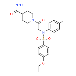ChemSpider 2D Image | 1-{N-[(4-Ethoxyphenyl)sulfonyl]-N-(4-fluorophenyl)glycyl}-4-piperidinecarboxamide | C22H26FN3O5S