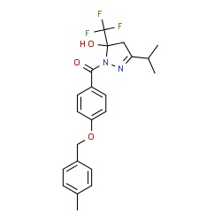 ChemSpider 2D Image | [5-Hydroxy-3-isopropyl-5-(trifluoromethyl)-4,5-dihydro-1H-pyrazol-1-yl]{4-[(4-methylbenzyl)oxy]phenyl}methanone | C22H23F3N2O3