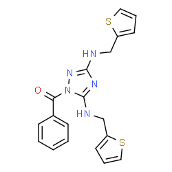 ChemSpider 2D Image | {3,5-Bis[(2-thienylmethyl)amino]-1H-1,2,4-triazol-1-yl}(phenyl)methanone | C19H17N5OS2