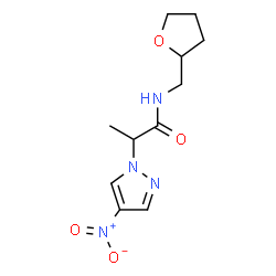 ChemSpider 2D Image | 2-(4-Nitro-1H-pyrazol-1-yl)-N-(tetrahydro-2-furanylmethyl)propanamide | C11H16N4O4