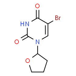 ChemSpider 2D Image | 5-Bromo-1-(tetrahydro-2-furanyl)-2,4(1H,3H)-pyrimidinedione | C8H9BrN2O3