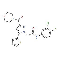 ChemSpider 2D Image | N-(3-Chloro-4-fluorophenyl)-2-[3-(4-morpholinylcarbonyl)-5-(2-thienyl)-1H-pyrazol-1-yl]acetamide | C20H18ClFN4O3S