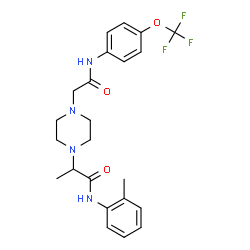 ChemSpider 2D Image | N-(2-Methylphenyl)-2-[4-(2-oxo-2-{[4-(trifluoromethoxy)phenyl]amino}ethyl)-1-piperazinyl]propanamide | C23H27F3N4O3
