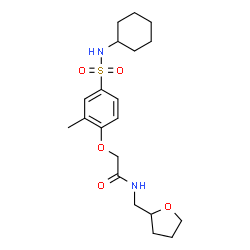 ChemSpider 2D Image | 2-[4-(Cyclohexylsulfamoyl)-2-methylphenoxy]-N-(tetrahydro-2-furanylmethyl)acetamide | C20H30N2O5S