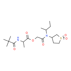 ChemSpider 2D Image | 2-[sec-Butyl(1,1-dioxidotetrahydro-3-thiophenyl)amino]-2-oxoethyl N-(2,2-dimethylpropanoyl)alaninate | C18H32N2O6S