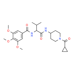 ChemSpider 2D Image | N-(1-{[1-(Cyclopropylcarbonyl)-4-piperidinyl]amino}-3-methyl-1-oxo-2-butanyl)-3,4,5-trimethoxybenzamide | C24H35N3O6