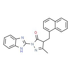 ChemSpider 2D Image | 2-(1H-Benzimidazol-2-yl)-5-methyl-4-(1-naphthylmethyl)-2,4-dihydro-3H-pyrazol-3-one | C22H18N4O