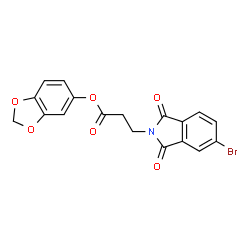 ChemSpider 2D Image | 1,3-Benzodioxol-5-yl 3-(5-bromo-1,3-dioxo-1,3-dihydro-2H-isoindol-2-yl)propanoate | C18H12BrNO6