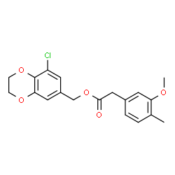 ChemSpider 2D Image | (8-Chloro-2,3-dihydro-1,4-benzodioxin-6-yl)methyl (3-methoxy-4-methylphenyl)acetate | C19H19ClO5