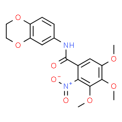 ChemSpider 2D Image | N-(2,3-Dihydro-1,4-benzodioxin-6-yl)-3,4,5-trimethoxy-2-nitrobenzamide | C18H18N2O8