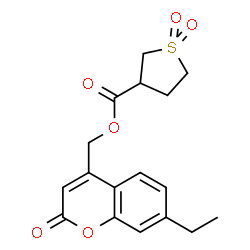 ChemSpider 2D Image | (7-Ethyl-2-oxo-2H-chromen-4-yl)methyl tetrahydro-3-thiophenecarboxylate 1,1-dioxide | C17H18O6S
