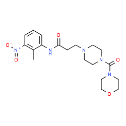 ChemSpider 2D Image | N-(2-Methyl-3-nitrophenyl)-3-[4-(4-morpholinylcarbonyl)-1-piperazinyl]propanamide | C19H27N5O5