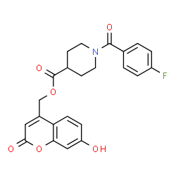 ChemSpider 2D Image | (7-Hydroxy-2-oxo-2H-chromen-4-yl)methyl 1-(4-fluorobenzoyl)-4-piperidinecarboxylate | C23H20FNO6