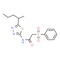 ChemSpider 2D Image | N-[5-(2-Pentanyl)-1,3,4-thiadiazol-2-yl]-2-(phenylsulfonyl)acetamide | C15H19N3O3S2