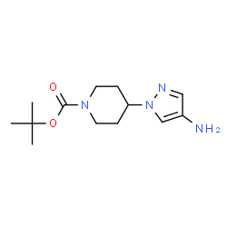 ChemSpider 2D Image | tert-Butyl 4-(4-amino-1H-pyrazol-1-yl)piperidine-1-carboxylate | C13H22N4O2