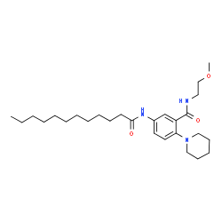 ChemSpider 2D Image | 5-(Dodecanoylamino)-N-(2-methoxyethyl)-2-(1-piperidinyl)benzamide | C27H45N3O3