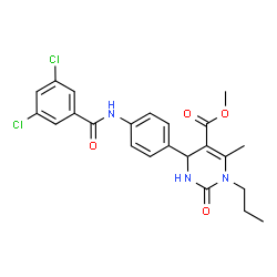 ChemSpider 2D Image | Methyl 4-{4-[(3,5-dichlorobenzoyl)amino]phenyl}-6-methyl-2-oxo-1-propyl-1,2,3,4-tetrahydro-5-pyrimidinecarboxylate | C23H23Cl2N3O4