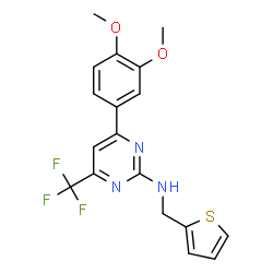 ChemSpider 2D Image | 4-(3,4-Dimethoxyphenyl)-N-(2-thienylmethyl)-6-(trifluoromethyl)-2-pyrimidinamine | C18H16F3N3O2S