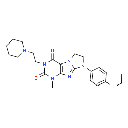 ChemSpider 2D Image | 8-(4-Ethoxyphenyl)-1-methyl-3-[2-(1-piperidinyl)ethyl]-7,8-dihydro-1H-imidazo[2,1-f]purine-2,4(3H,6H)-dione | C23H30N6O3