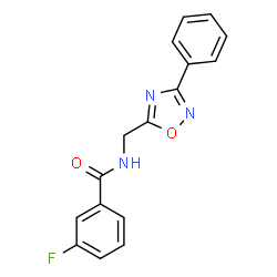 ChemSpider 2D Image | 3-Fluoro-N-((3-phenyl-1,2,4-oxadiazol-5-yl)methyl)benzamide | C16H12FN3O2
