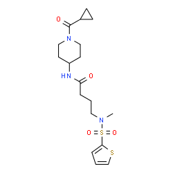 ChemSpider 2D Image | N-[1-(Cyclopropylcarbonyl)-4-piperidinyl]-4-[methyl(2-thienylsulfonyl)amino]butanamide | C18H27N3O4S2