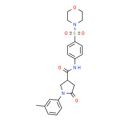 ChemSpider 2D Image | 1-(3-Methylphenyl)-N-[4-(4-morpholinylsulfonyl)phenyl]-5-oxo-3-pyrrolidinecarboxamide | C22H25N3O5S