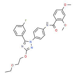 ChemSpider 2D Image | N-{4-[3-(2-Ethoxyethoxy)-5-(3-fluorophenyl)-1H-1,2,4-triazol-1-yl]phenyl}-2,4-dimethoxybenzamide | C27H27FN4O5