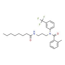 ChemSpider 2D Image | 2-Methyl-N-[3-(octanoylamino)propyl]-N-[3-(trifluoromethyl)phenyl]benzamide | C26H33F3N2O2