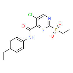 ChemSpider 2D Image | 5-Chloro-N-(4-ethylphenyl)-2-(ethylsulfonyl)-4-pyrimidinecarboxamide | C15H16ClN3O3S