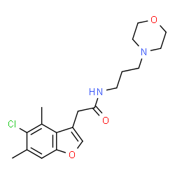 ChemSpider 2D Image | 5-Chloro-4,6-dimethyl-N-[3-(4-morpholinyl)propyl]-3-benzofuranacetamide | C19H25ClN2O3