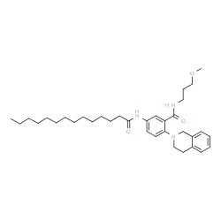 ChemSpider 2D Image | 2-(3,4-Dihydro-2(1H)-isoquinolinyl)-N-(3-methoxypropyl)-5-(tetradecanoylamino)benzamide | C34H51N3O3