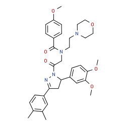 ChemSpider 2D Image | N-{2-[5-(3,4-Dimethoxyphenyl)-3-(3,4-dimethylphenyl)-4,5-dihydro-1H-pyrazol-1-yl]-2-oxoethyl}-4-methoxy-N-[2-(4-morpholinyl)ethyl]benzamide | C35H42N4O6