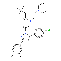 ChemSpider 2D Image | N-{2-[5-(4-Chlorophenyl)-3-(3,4-dimethylphenyl)-4,5-dihydro-1H-pyrazol-1-yl]-2-oxoethyl}-3,3-dimethyl-N-[2-(4-morpholinyl)ethyl]butanamide | C31H41ClN4O3